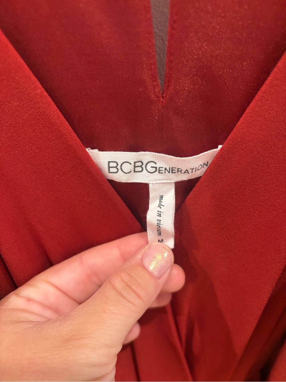 BCBGeneration Rust Red V-Neck Dress - Picture 3 of 3